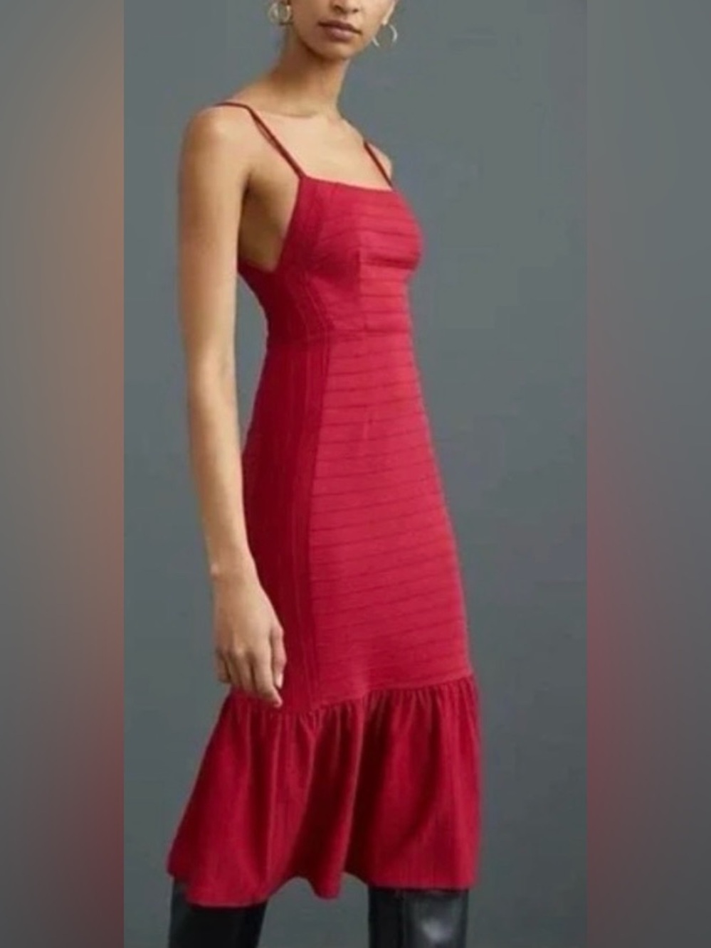 EUC Anthropologie Hutch Red Dress Small Flattering Flounce